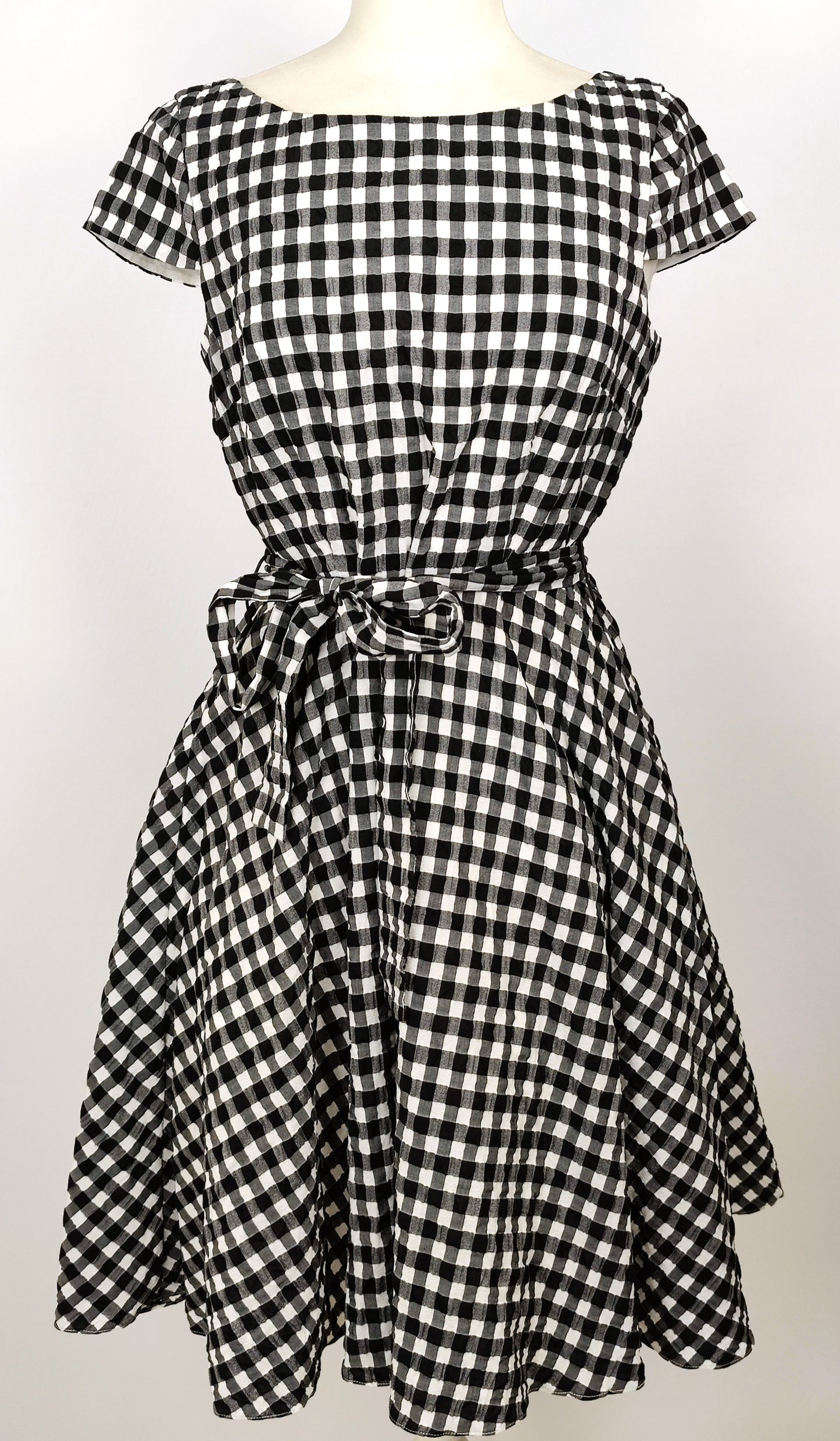 HOBBS Gingham 1950's Style Dress-Black/White