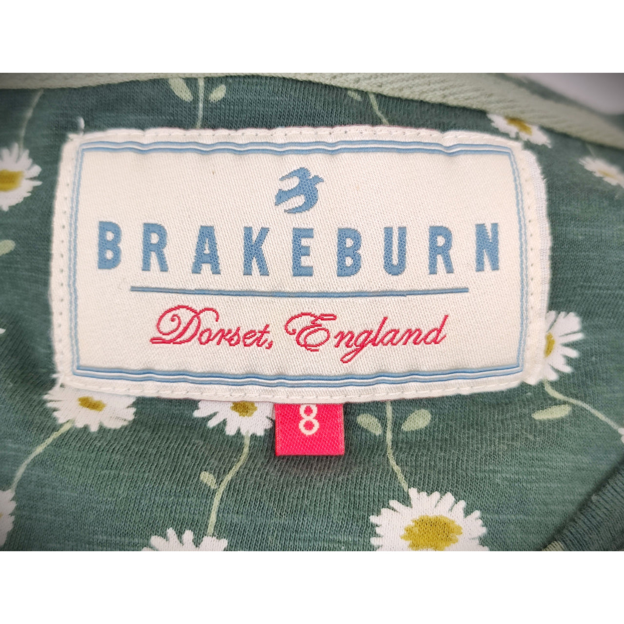 Brakeburn V Neck Jersey Dress with Daisy Print - Green