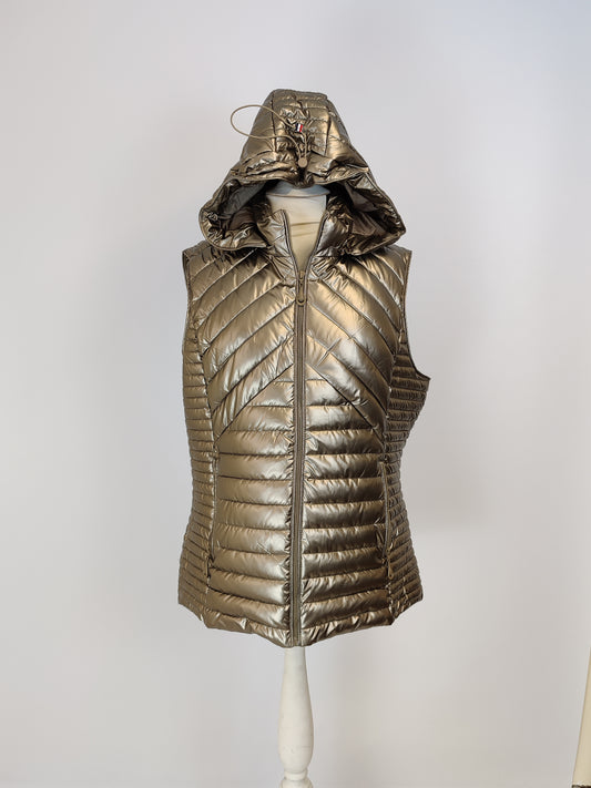 Saturne Bronze Hooded Quilted Shell Jacket