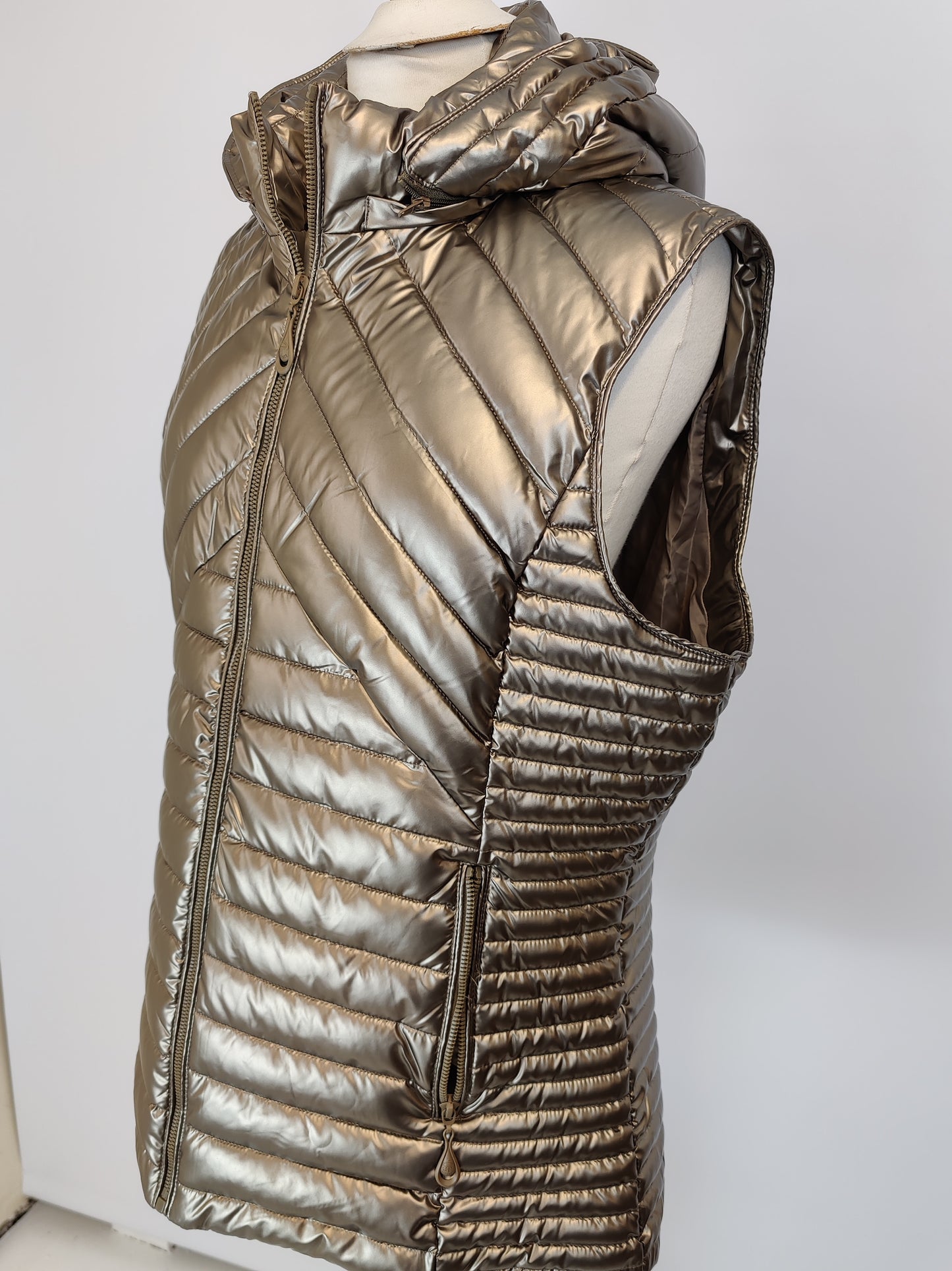 Saturne Bronze Hooded Quilted Shell Jacket