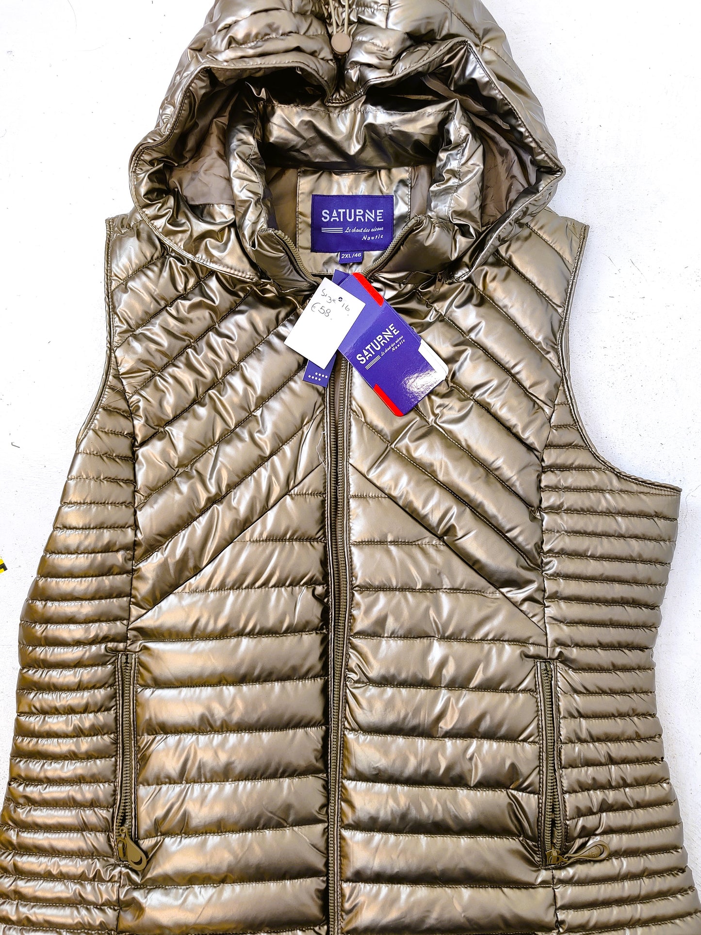 Saturne Bronze Hooded Quilted Shell Jacket
