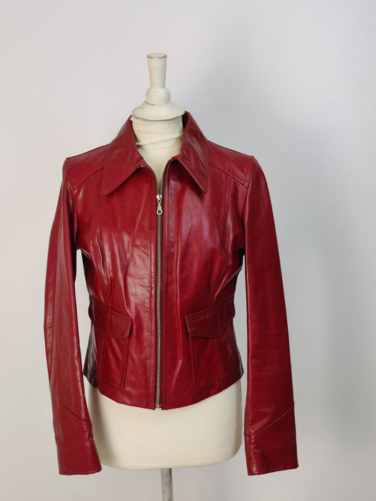 Hidesign Red Ladies Leather Jacket