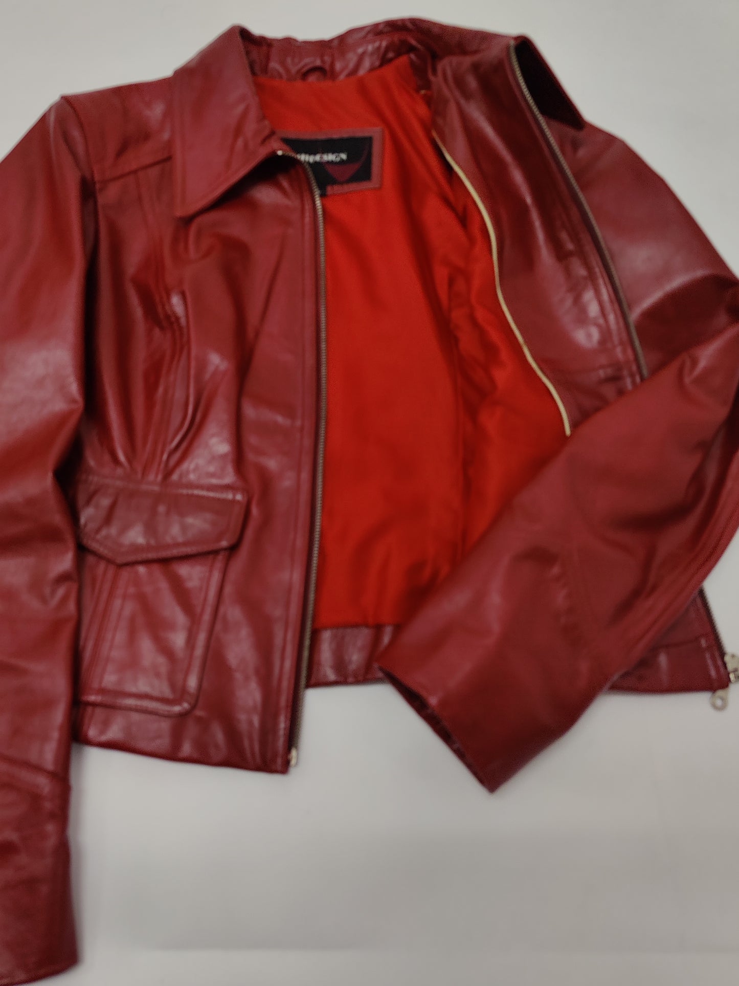 Hidesign Red Ladies Leather Jacket