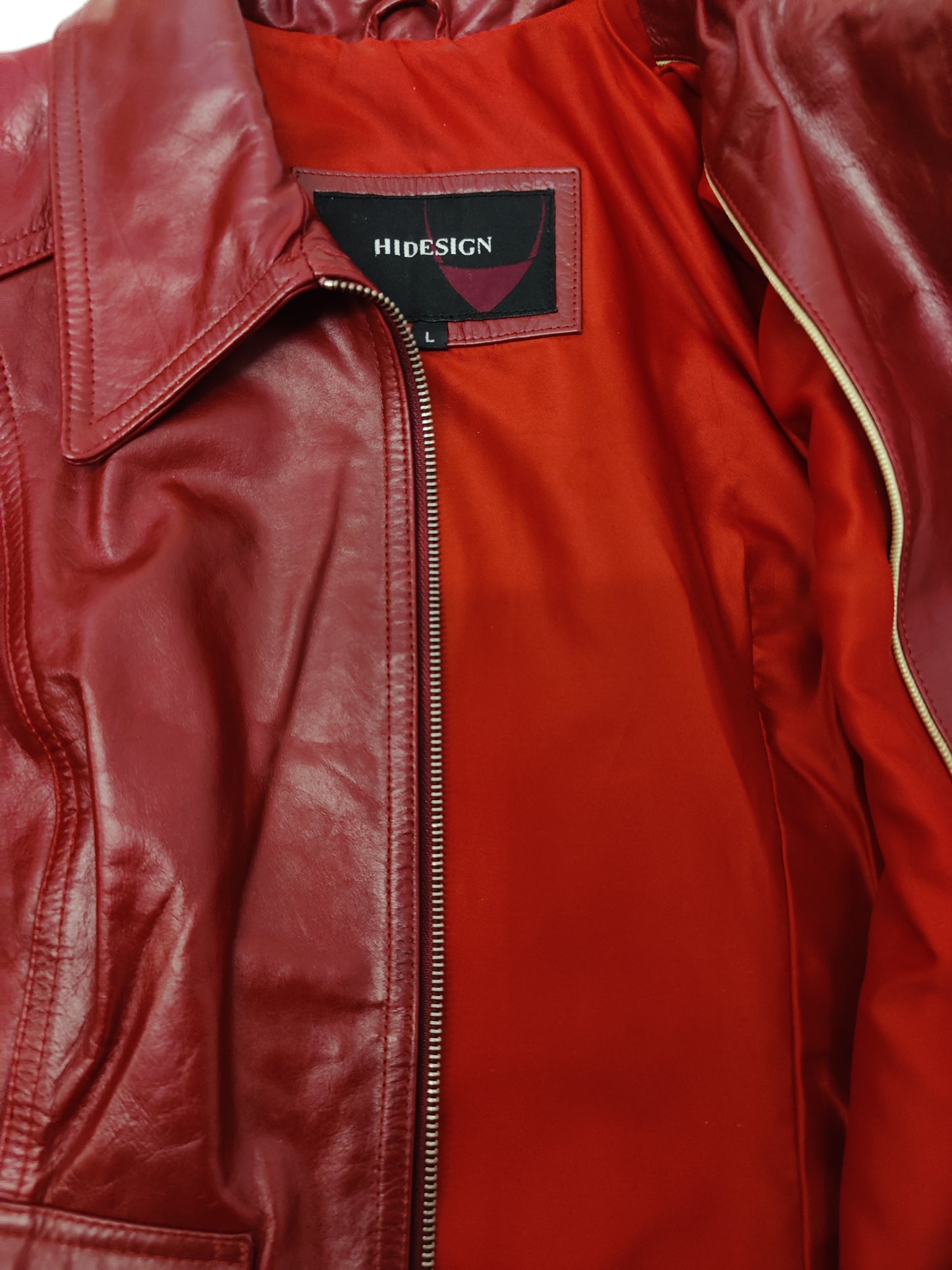Hidesign Red Ladies Leather Jacket