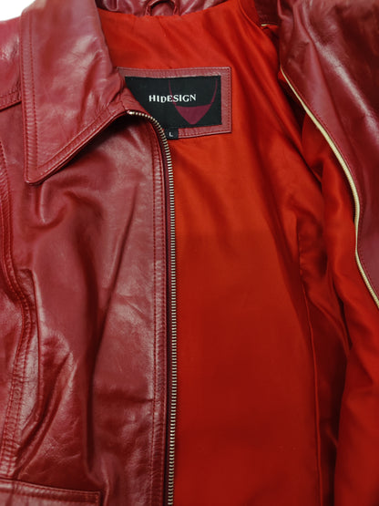 Hidesign Red Ladies Leather Jacket