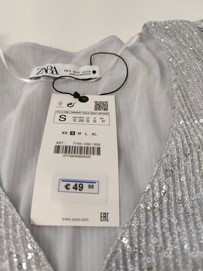 Zara Silver Glitter Blouse