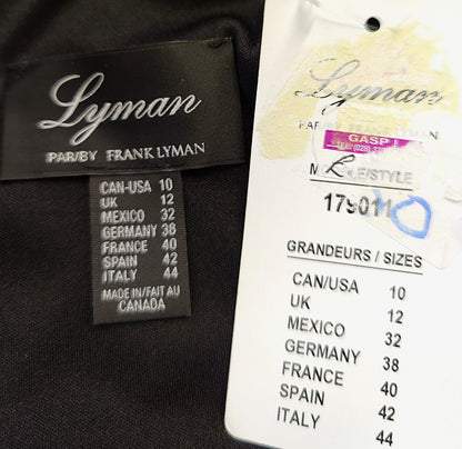 Lyman Dress with Attached Chiffon Cape - Black