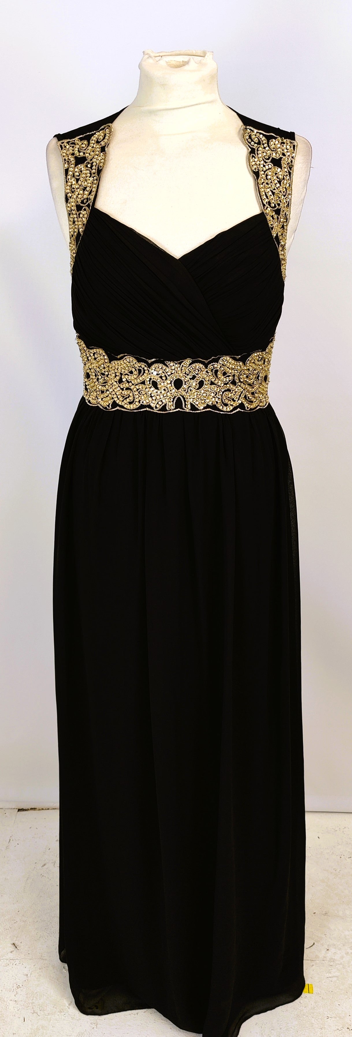 Quiz Vintage Style Floor-Length Evening Dress- Black