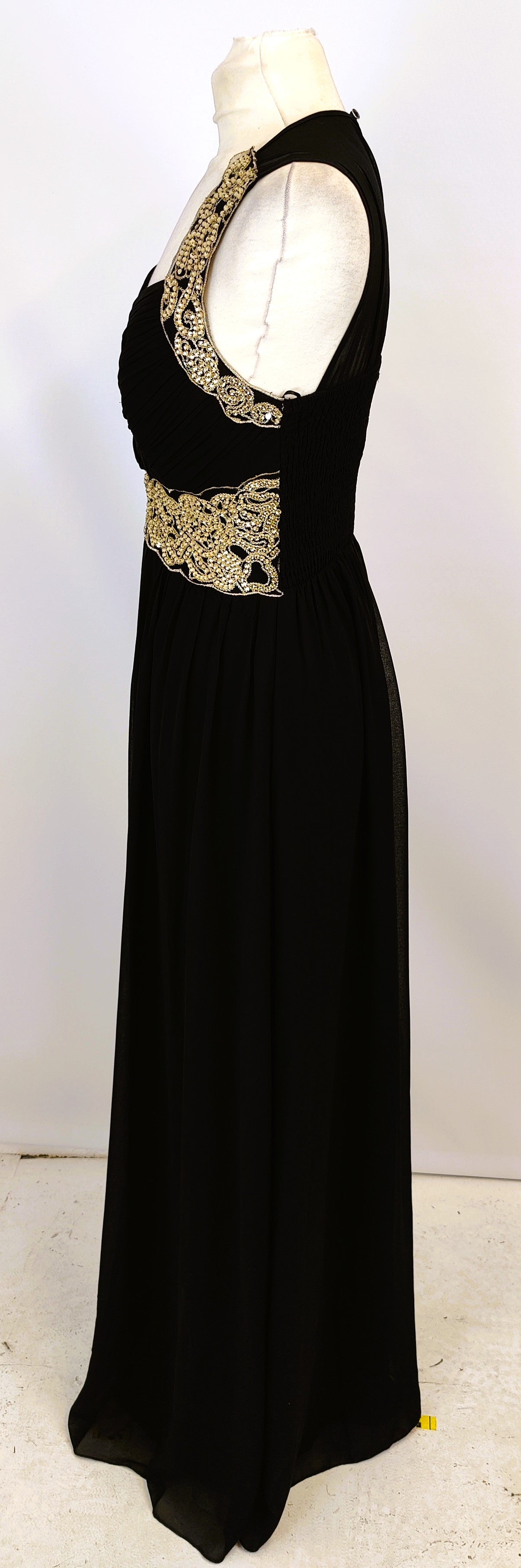 Quiz Vintage Style Floor-Length Evening Dress- Black