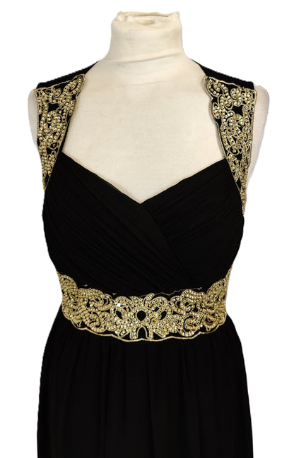 Quiz Vintage Style Floor-Length Evening Dress- Black