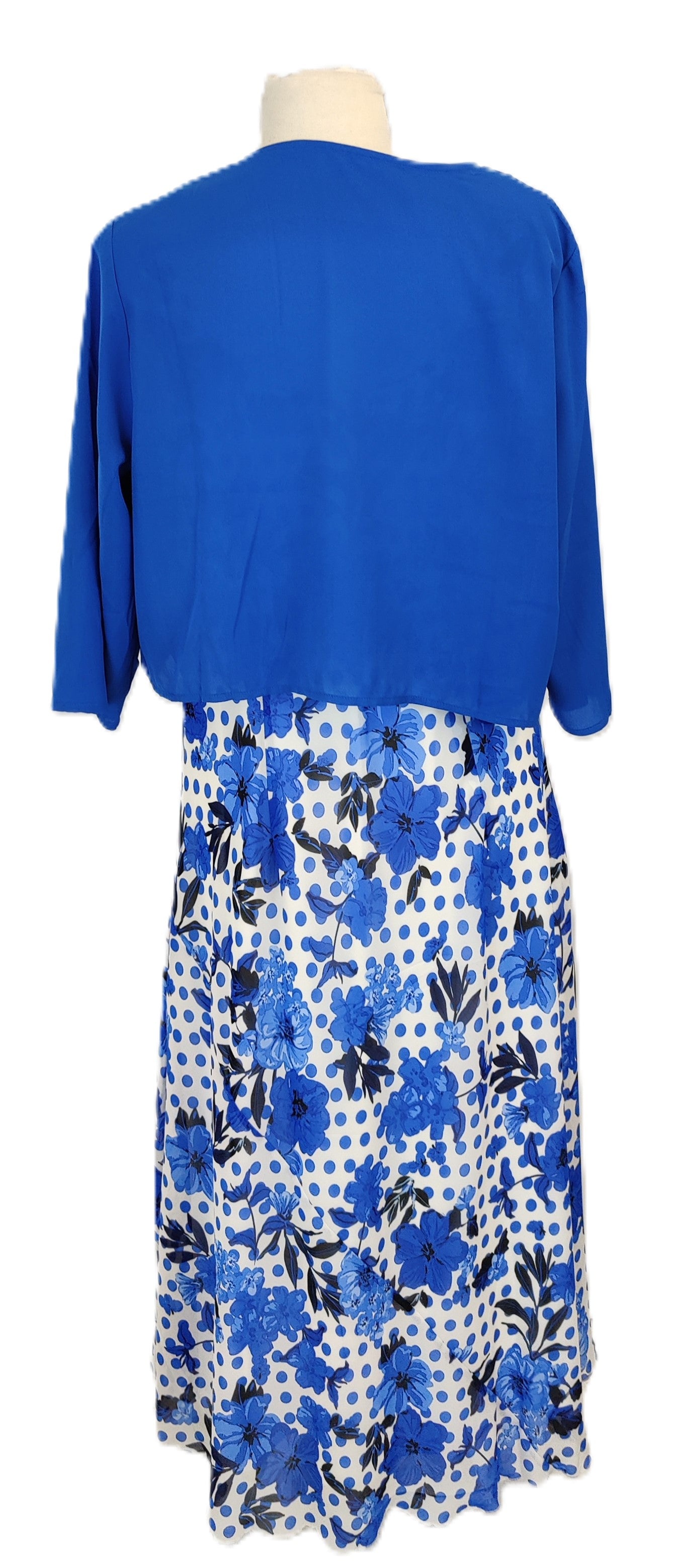 Julipa Mother of the Bride Outfit Dress and Shrug- Blue and White