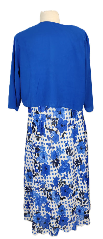Julipa Mother of the Bride Outfit Dress and Shrug- Blue and White