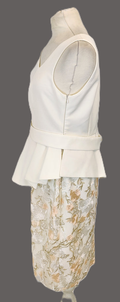 Moncho Heredia Midi Dress- White, Gold and Peach