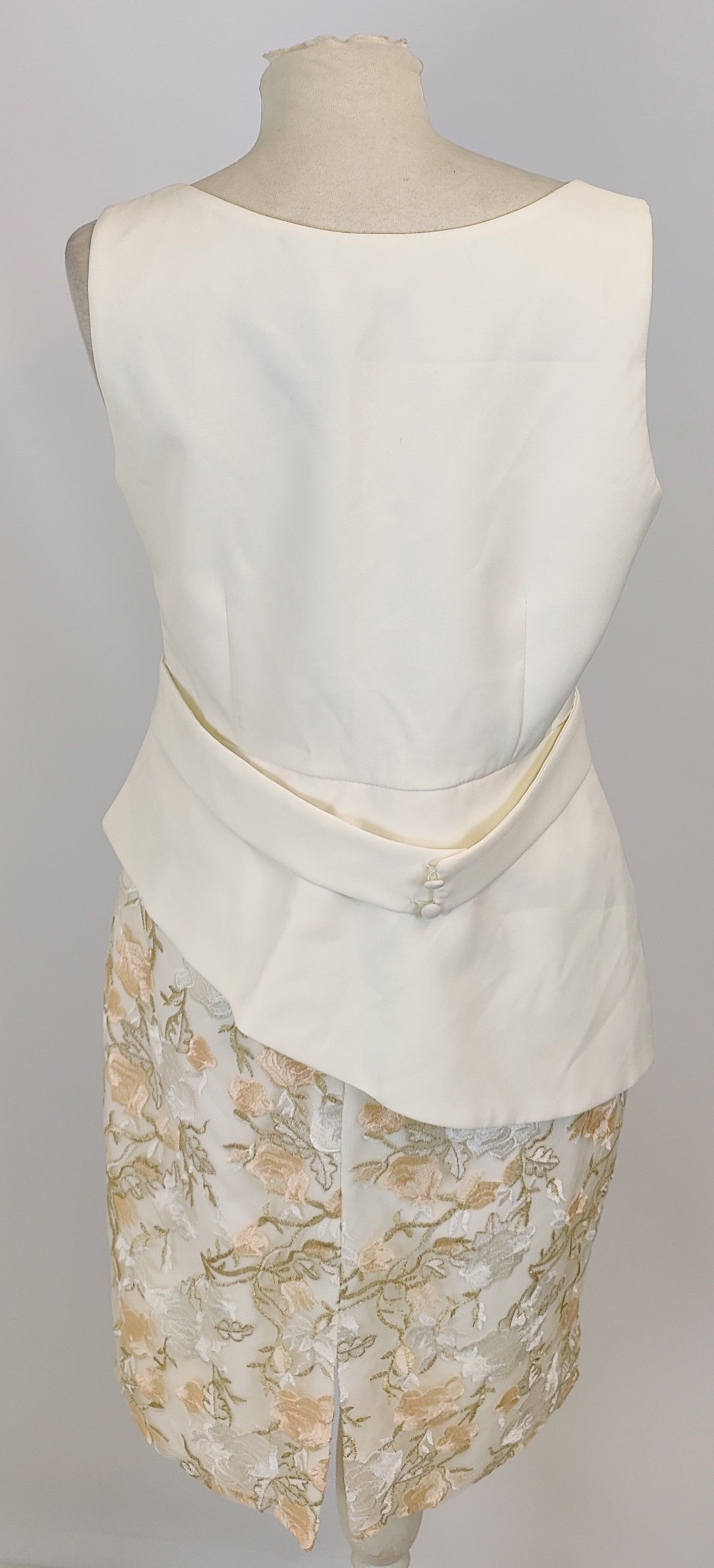 Moncho Heredia Midi Dress- White, Gold and Peach