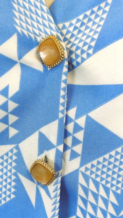 Rowen Avenue Button Front Dress- Blue and White