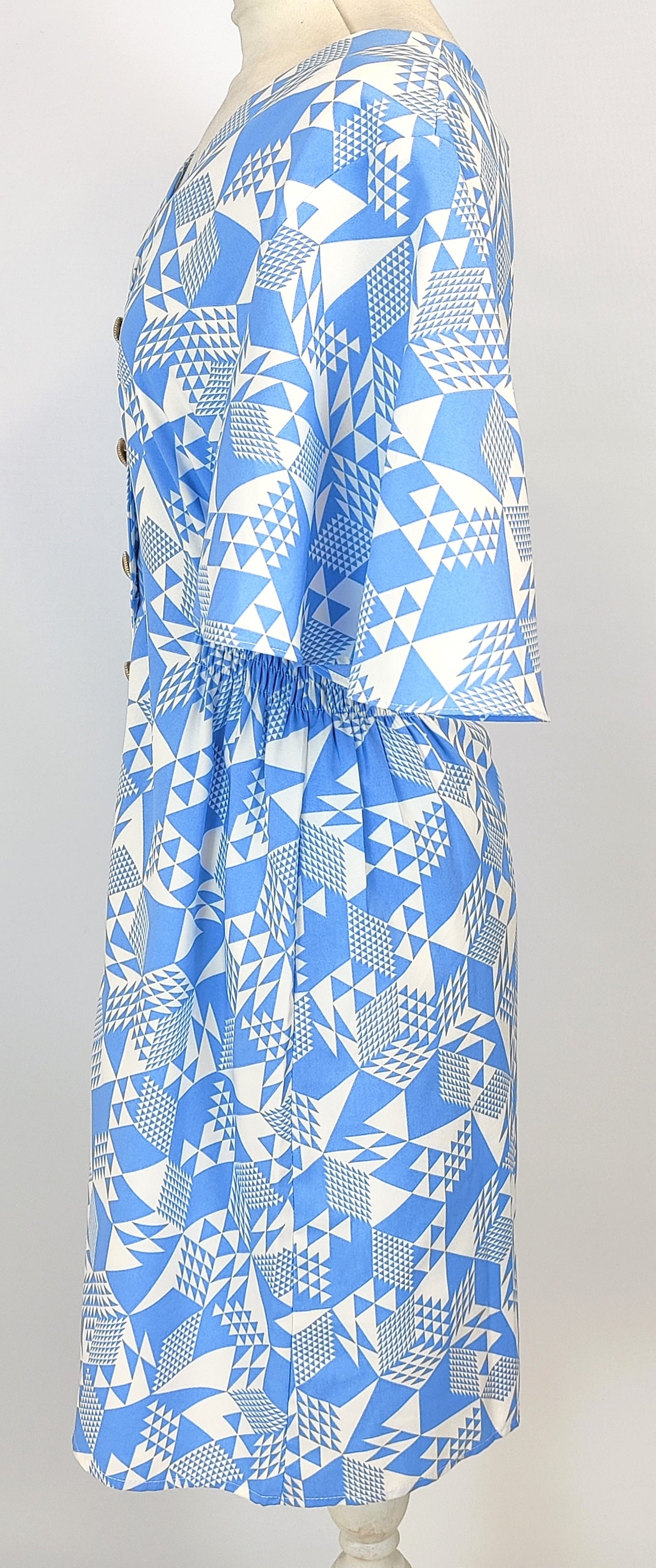 Rowen Avenue Button Front Dress- Blue and White