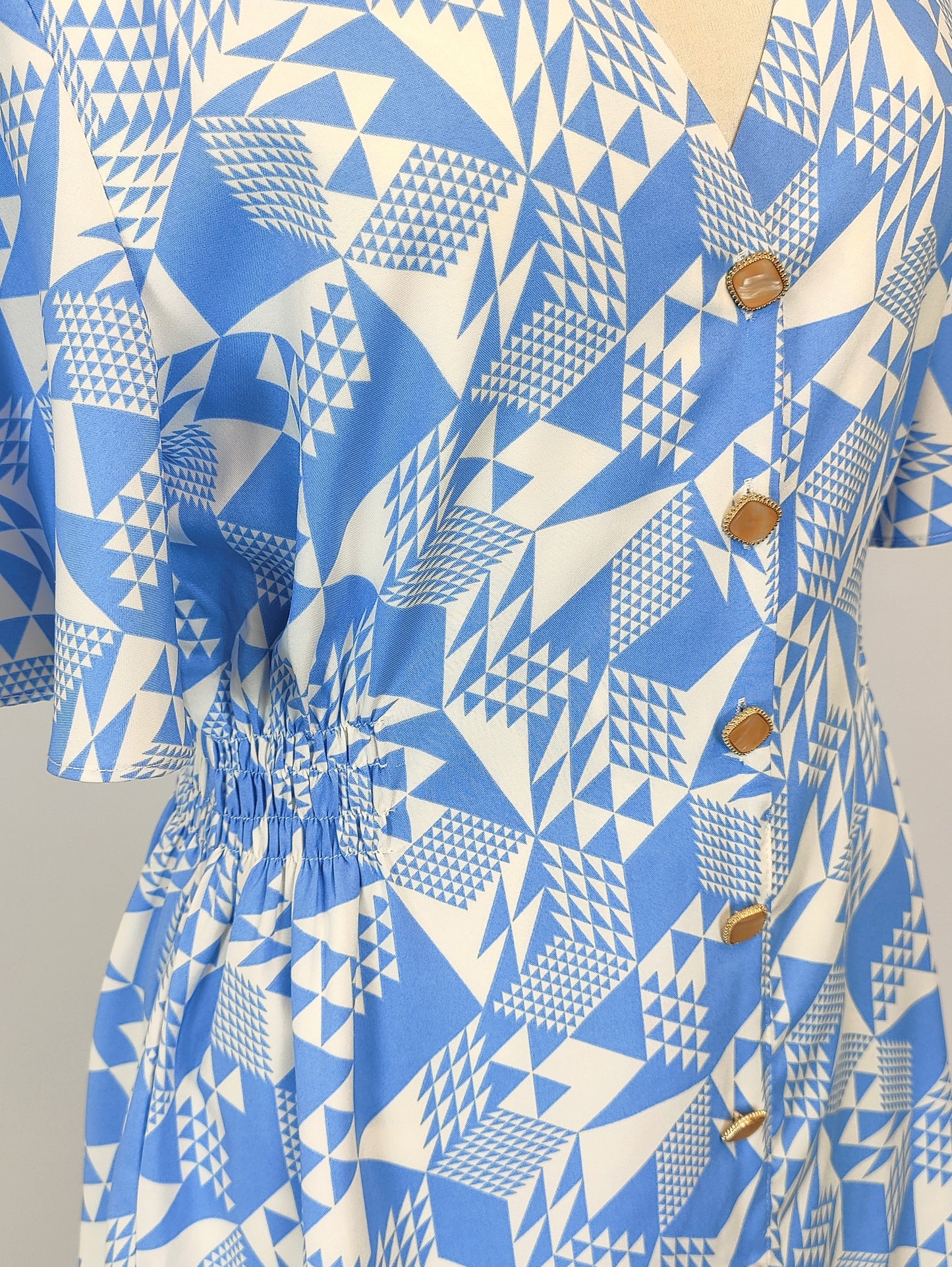 Rowen Avenue Button Front Dress- Blue and White