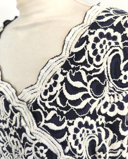 Chesca Dress- Navy and Ivory