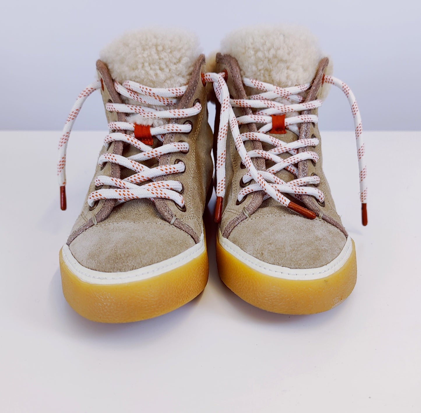 White Stuff Shearling High Top Shoes- Mid Tan