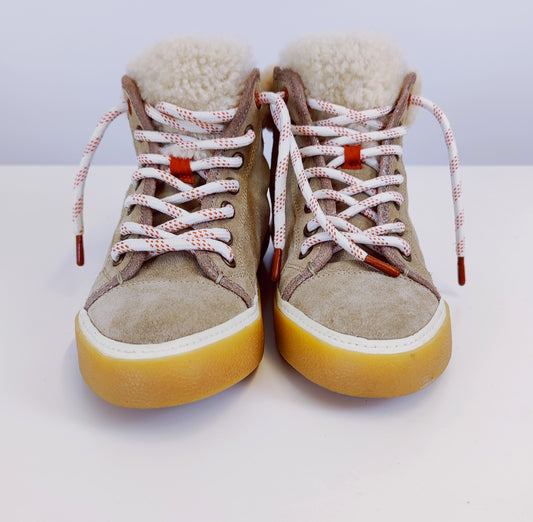 White Stuff Shearling High Top Shoes- Mid Tan