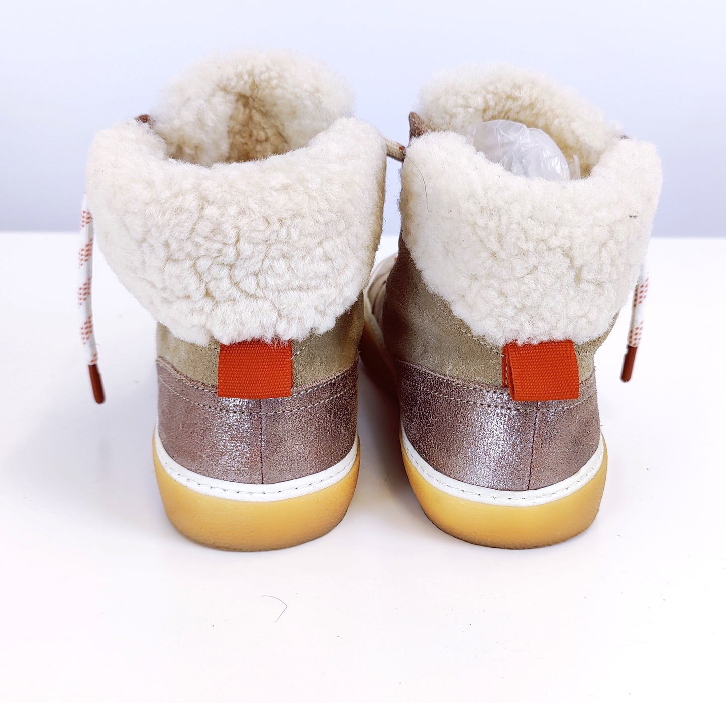 White Stuff Shearling High Top Shoes- Mid Tan