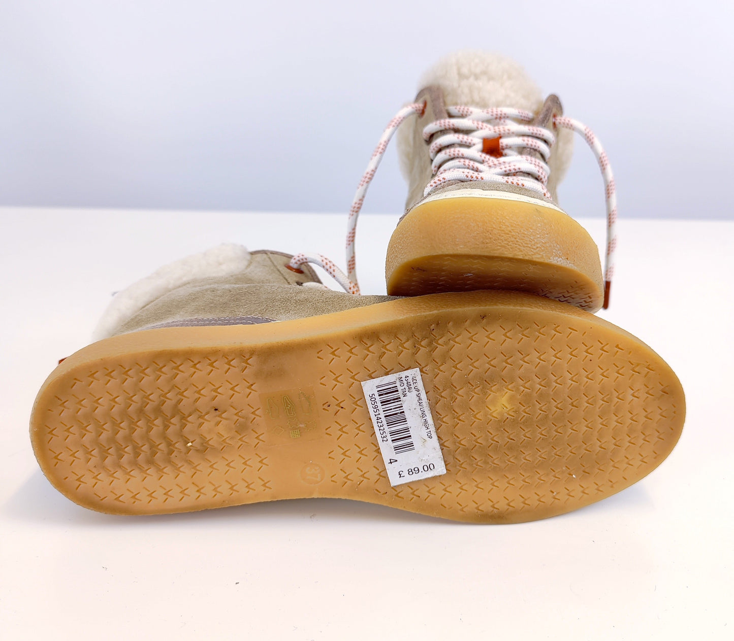 White Stuff Shearling High Top Shoes- Mid Tan