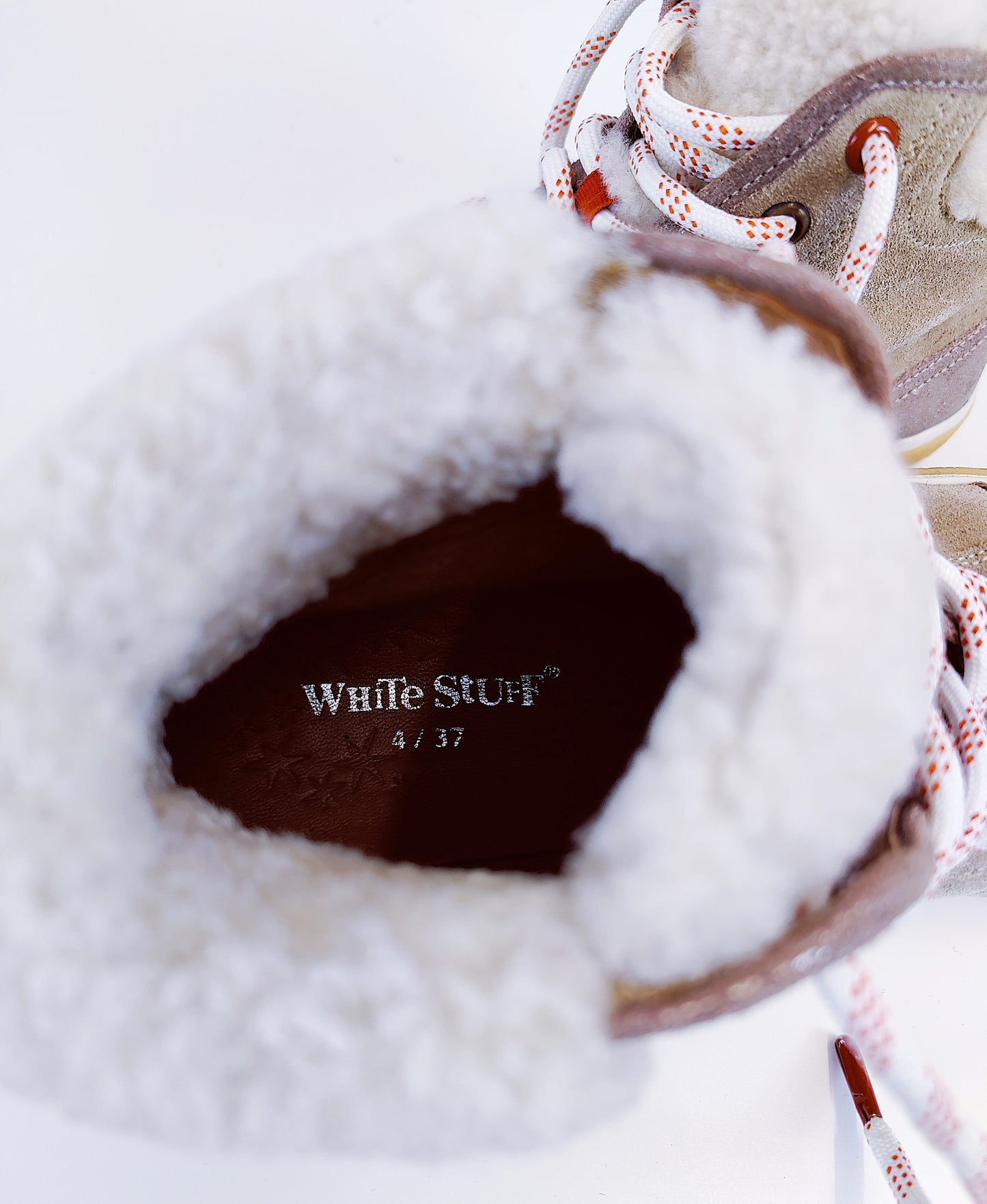 White Stuff Shearling High Top Shoes- Mid Tan
