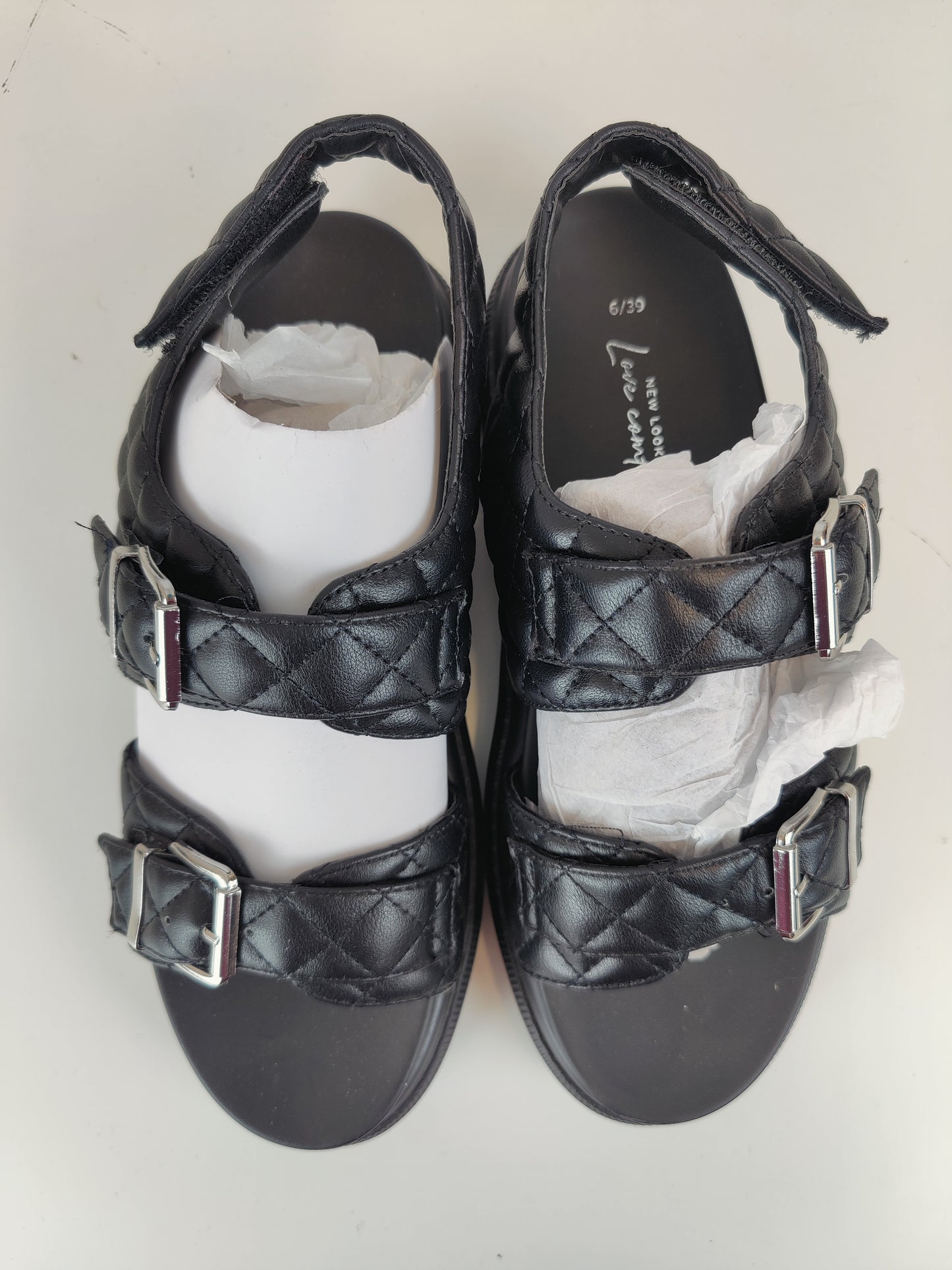 New Look Black Quilted Chunky Footbed Sandals
