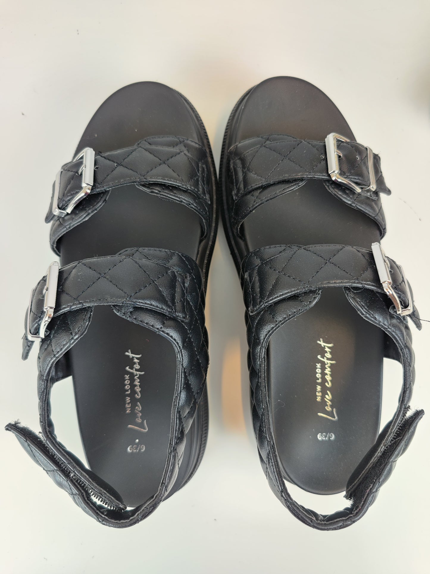 New Look Black Quilted Chunky Footbed Sandals