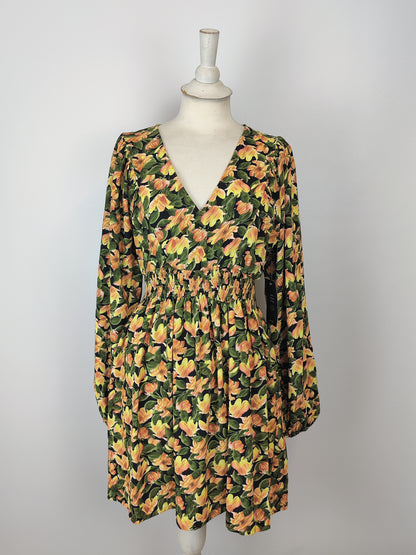 NA-KD Smocked Floral Waist Mini Dress - UK 10