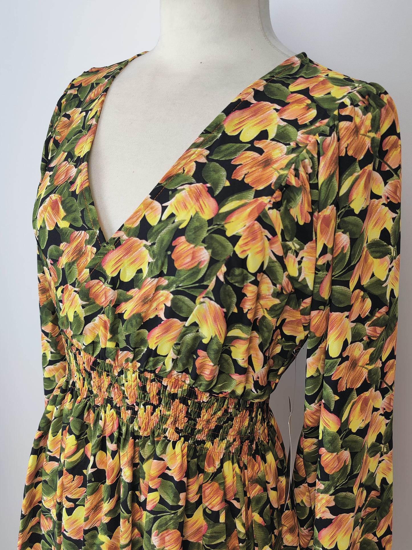 NA-KD Smocked Floral Waist Mini Dress - UK 10