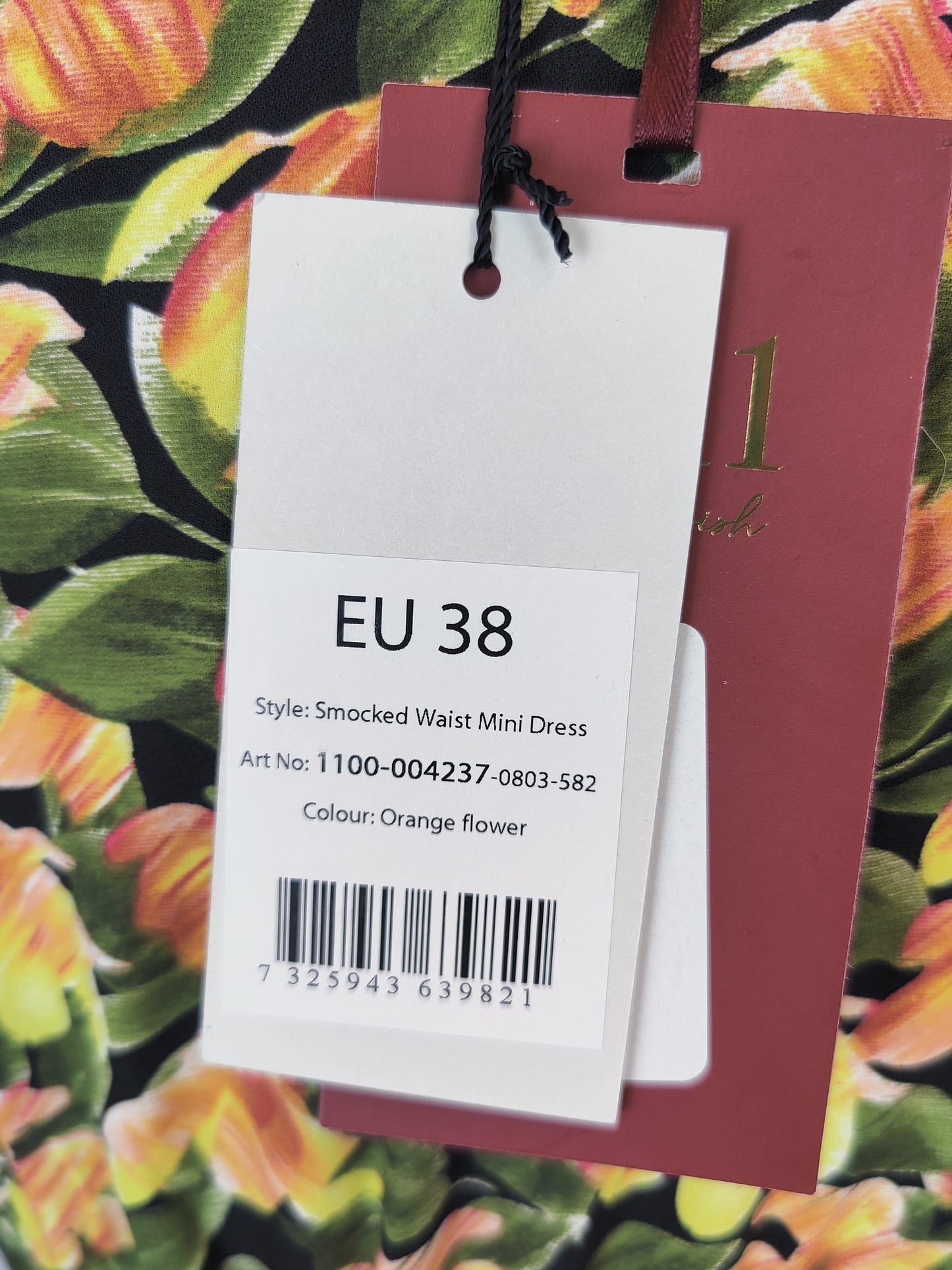 NA-KD Smocked Floral Waist Mini Dress - UK 10
