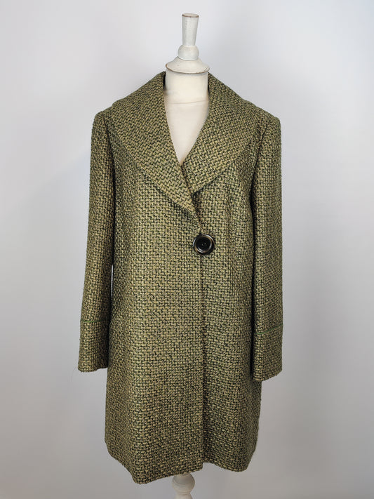 Evans Green Wool Tweed Style Coat - UK 22