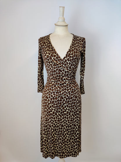 Vintage L.K Bennett Leopard Print Silk Dress - UK 8