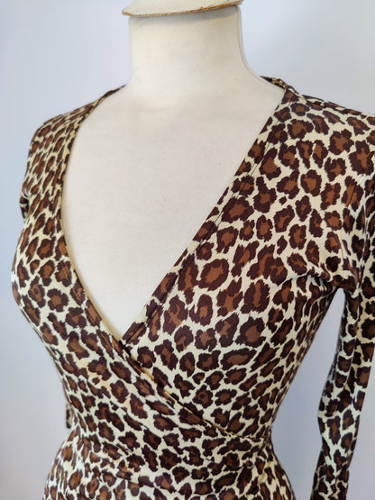 Vintage L.K Bennett Leopard Print Silk Dress - UK 8