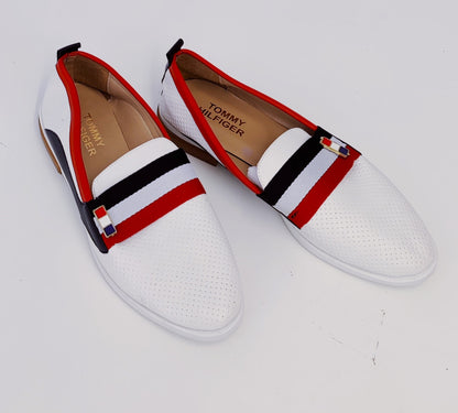 Tommy Hilfiger Women's Loafers-White with Red,White and Blue Band