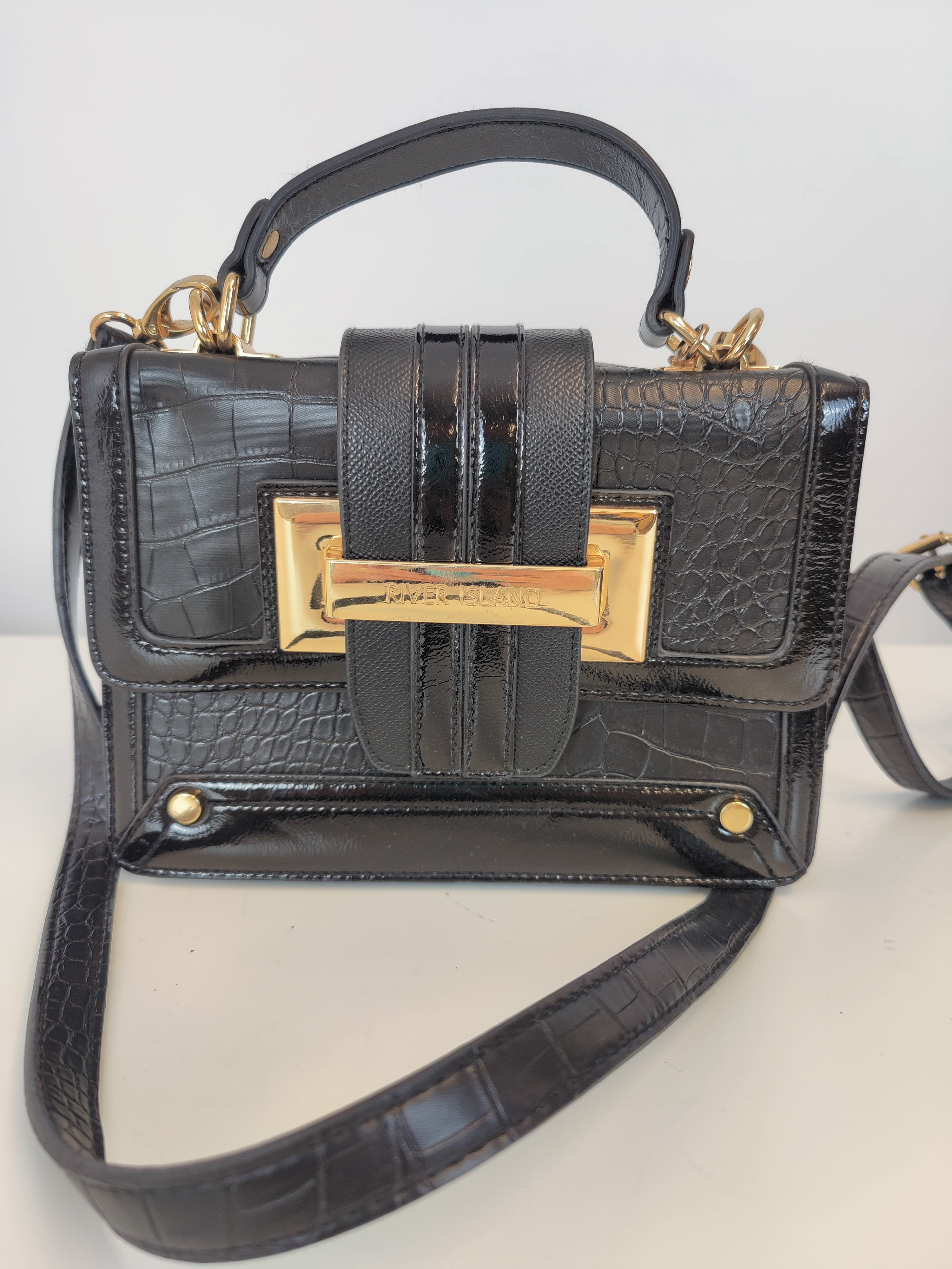 River Island Black and Gold Crossbody Bag Simon Shop