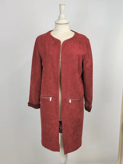 Full Circle Red Suede Long Blazer