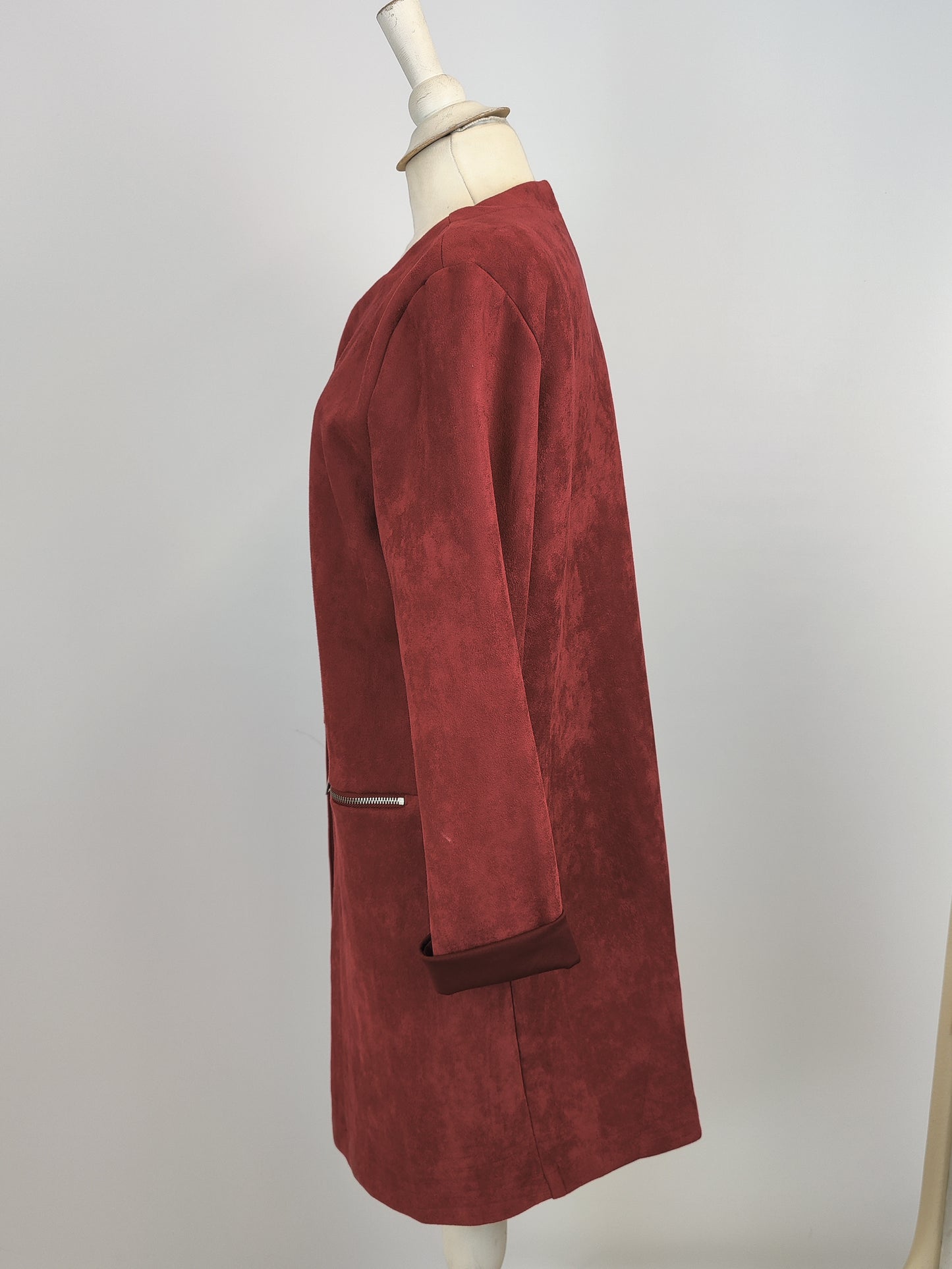 Full Circle Red Suede Long Blazer