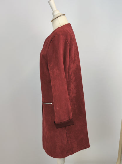 Full Circle Red Suede Long Blazer