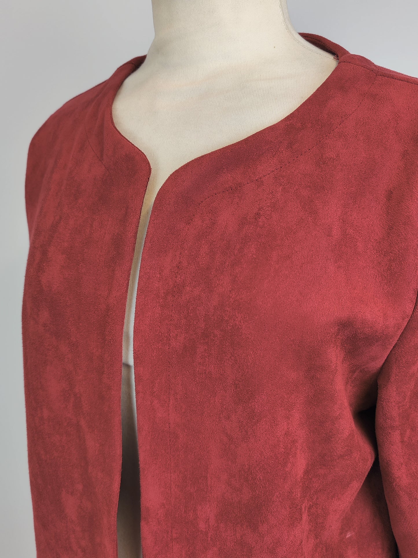 Full Circle Red Suede Long Blazer