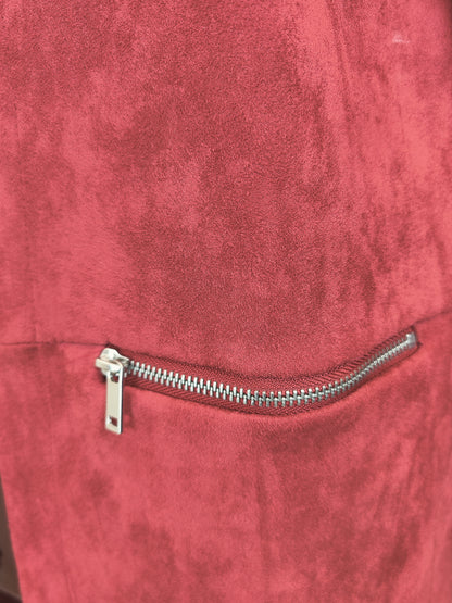 Full Circle Red Suede Long Blazer