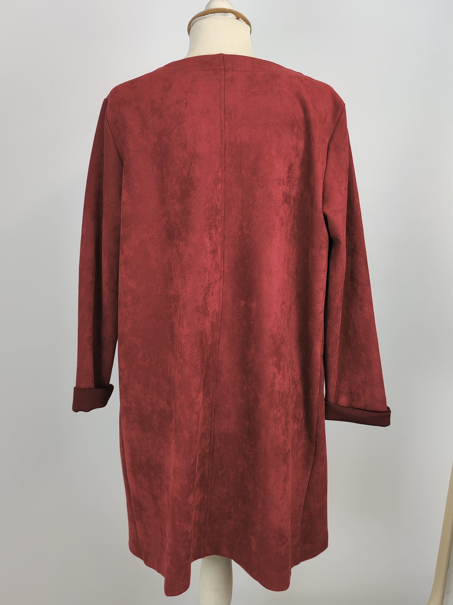 Full Circle Red Suede Long Blazer