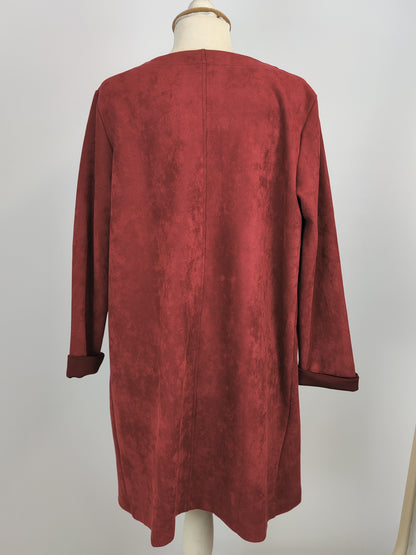 Full Circle Red Suede Long Blazer