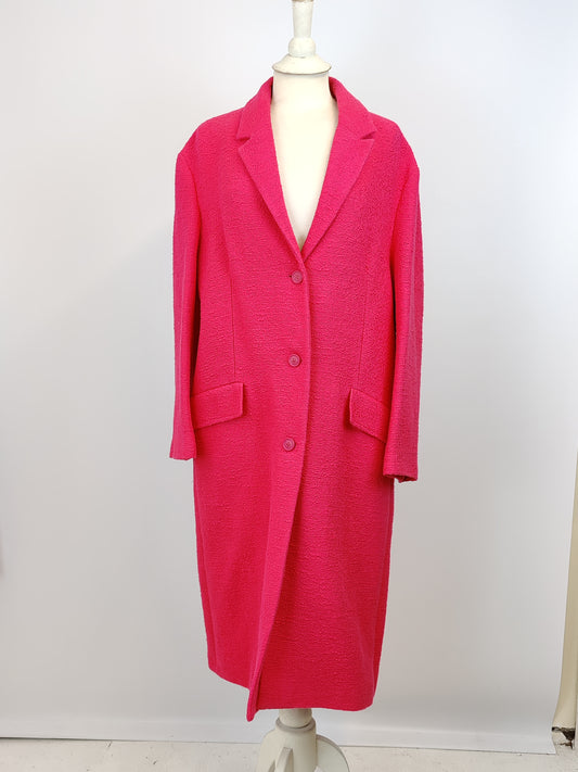 Zara Fushsia Pink Straight Fit Textured Coat