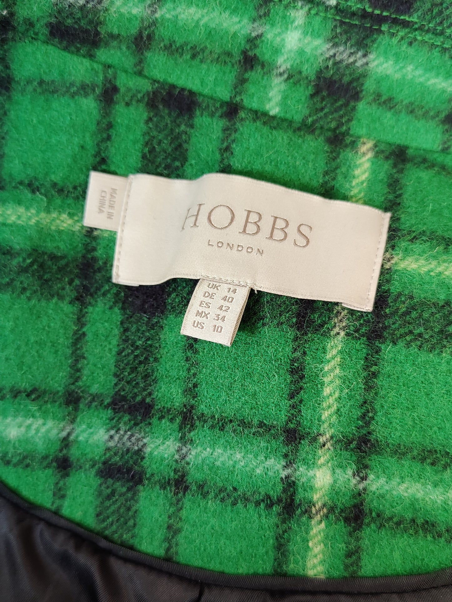 Hobbs Green Check Print Jacket