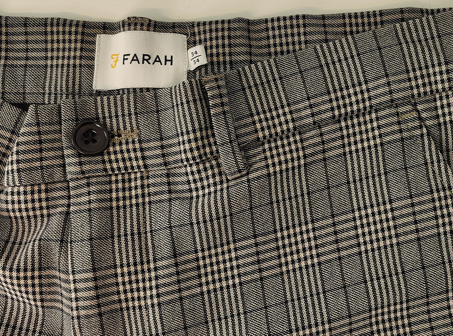 FARAH Elm Chino Men's Retro Trousers-Prince of Wales Check