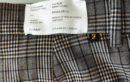 FARAH Elm Chino Men's Retro Trousers-Prince of Wales Check