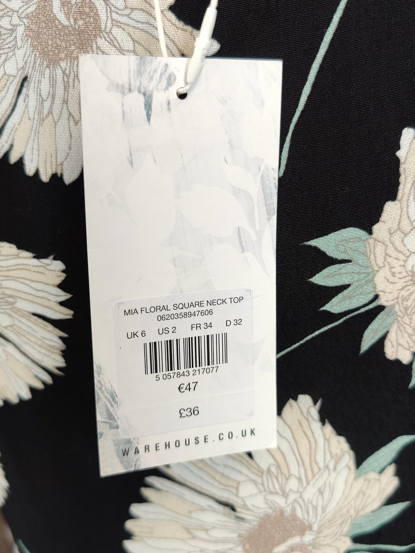 Warehouse Floral Square Neck Top