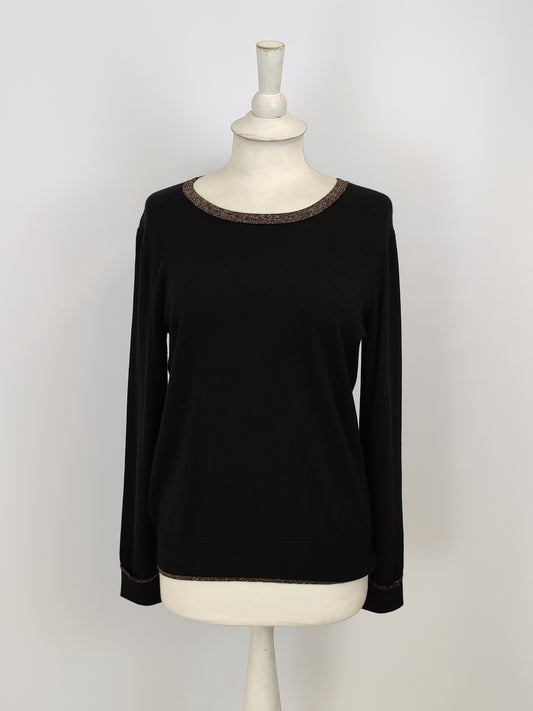 Por Moi Rosie Colourblock Black Knit with Rose Gold Trim